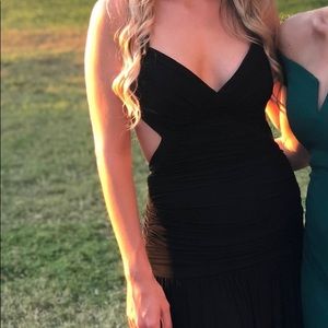 BCBG black jersey floor length gown